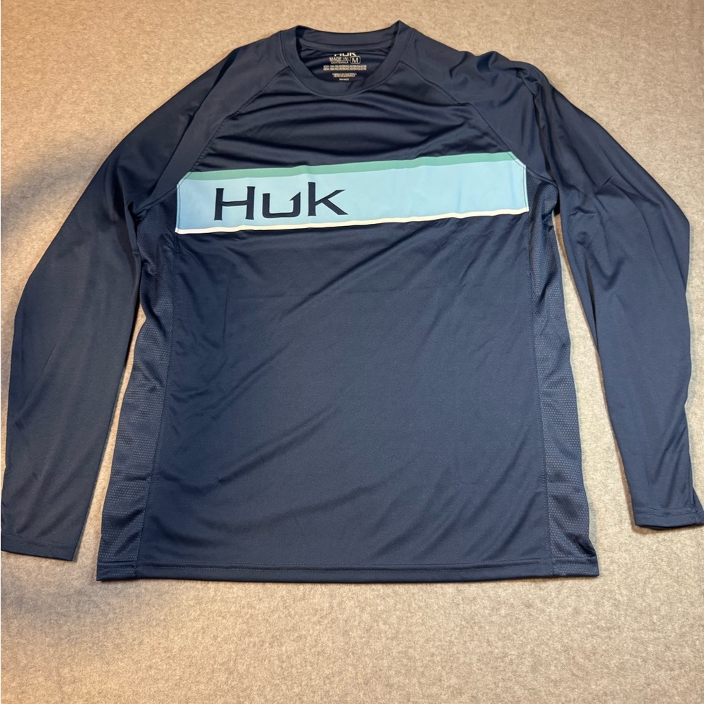 Huk Men's Navy and Light Blue Rash Guard